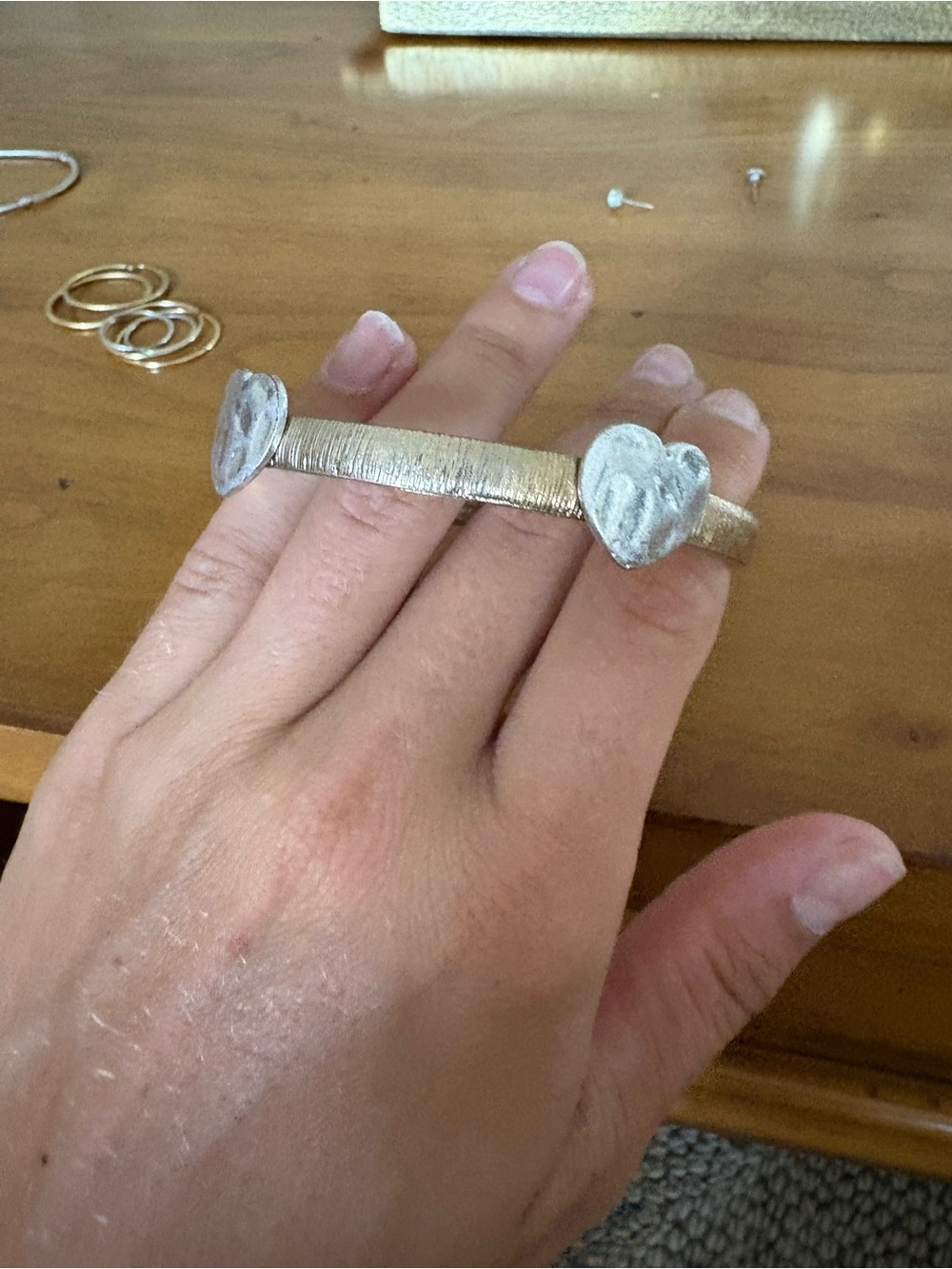 Silver Heart Open Cuff Bracelet - Women